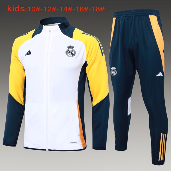 Kinder Trainingsanzug Real Madrid 2024-2025 Weiß Gelb 3